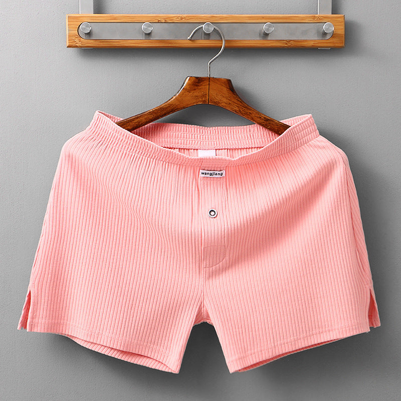 Men's Home Cotton Breathable Comfortable Sports Shorts Solid Color Vertical Pattern Large Size Men's Underwear