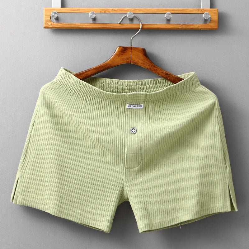 Men's Home Cotton Breathable Comfortable Sports Shorts Solid Color Vertical Pattern Large Size Men's Underwear