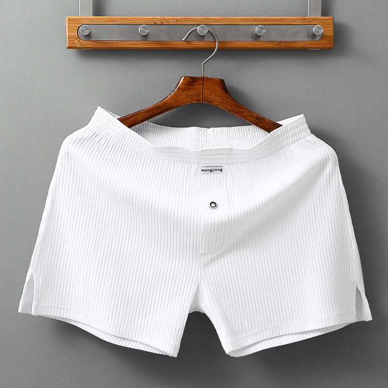 Men's Home Cotton Breathable Comfortable Sports Shorts Solid Color Vertical Pattern Large Size Men's Underwear
