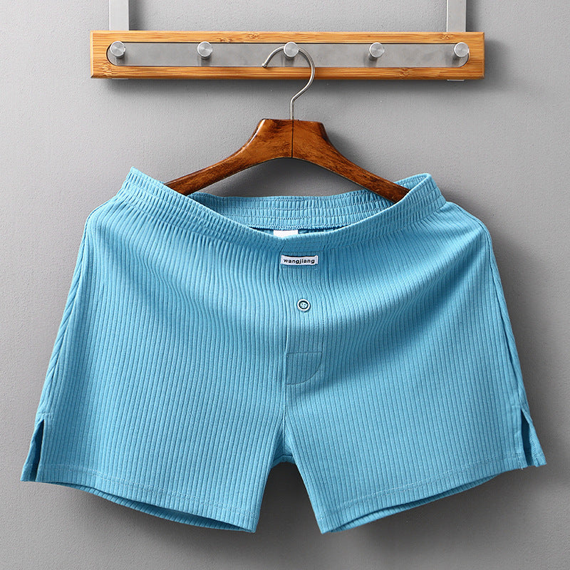 Men's Home Cotton Breathable Comfortable Sports Shorts Solid Color Vertical Pattern Large Size Men's Underwear