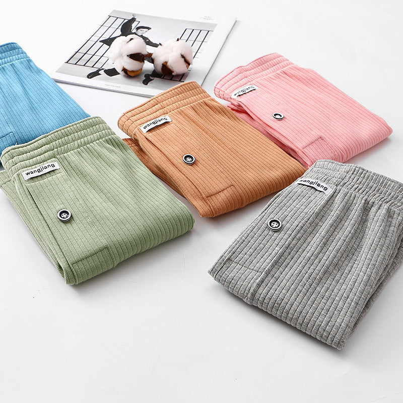 Men's Home Cotton Breathable Comfortable Sports Shorts Solid Color Vertical Pattern Large Size Men's Underwear