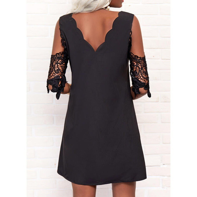 A Swing Top Off-the-shoulder Half Sleeve Dress