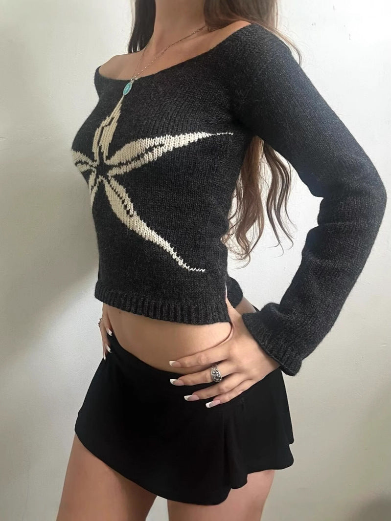 Knitting Jacquard Round Neck Sweater Inner Wear Blouse